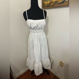 Dizzy Lizzy Smocked White Sleeveless Midi Dress - Size S
